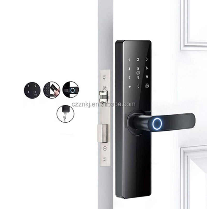 Chenzhuo New Automatic Tuya WiFi Smart Zinc Alloy Aluminum Alloy Wood Door Biometric Fingerprint Code Password Digital Lock